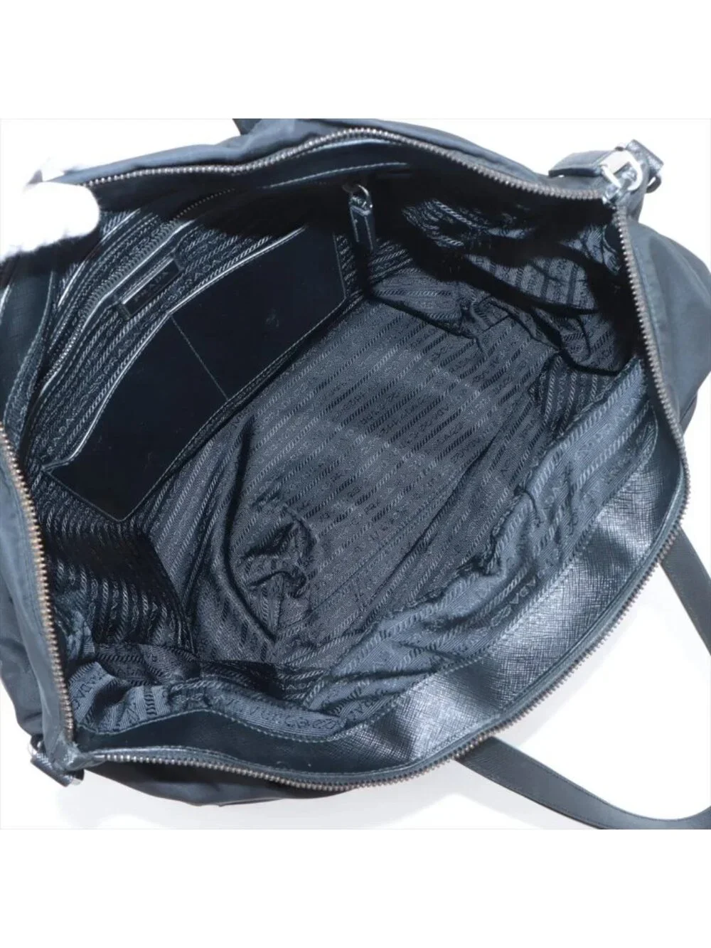 Prada Tessuto Nylon Leather Tote Shoulder Black